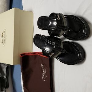 Coach Jody Crinkle Patent Leather Wedges